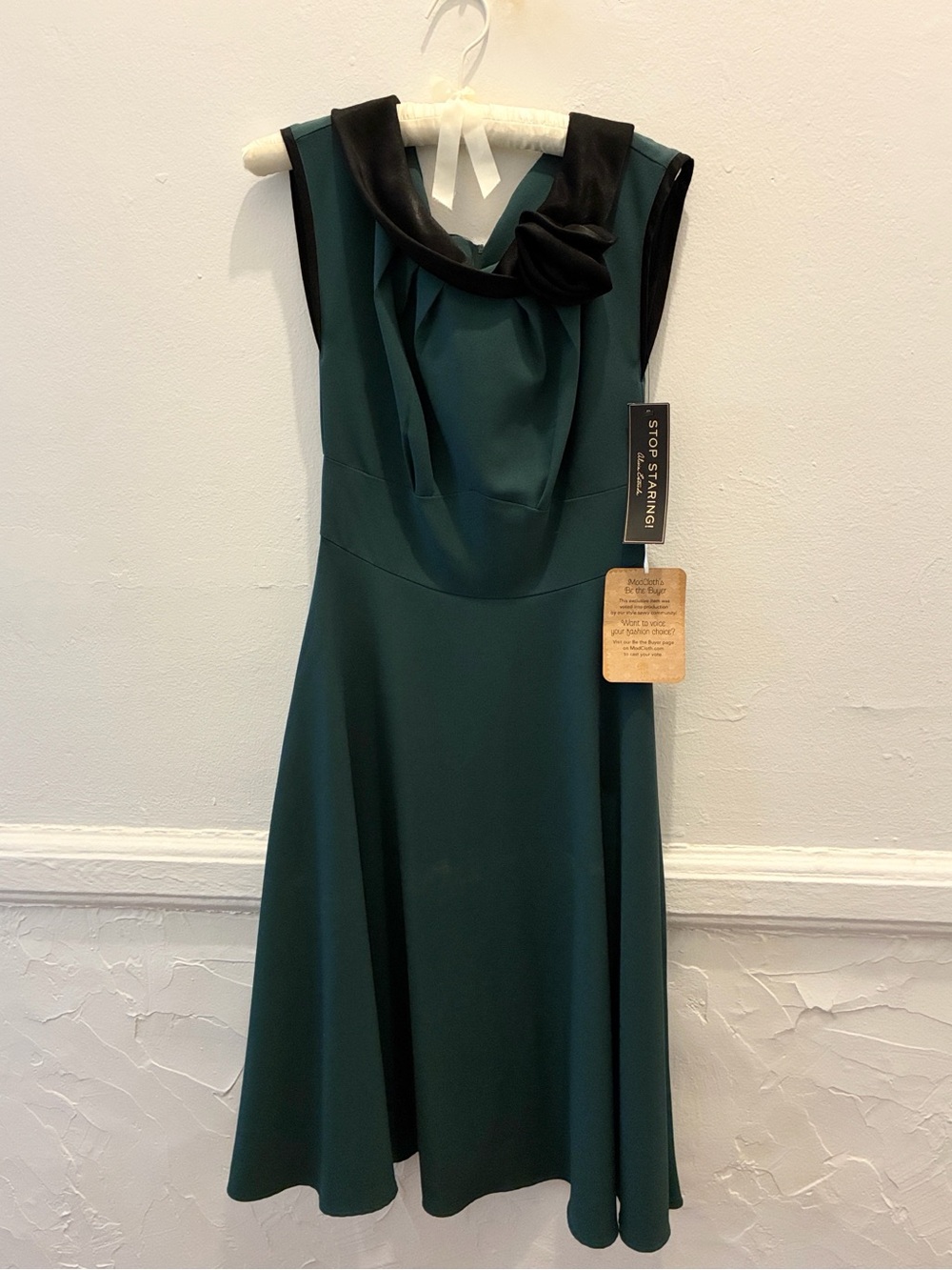ModCloth Stop Staring Dark Green Tiffany Swing Dress